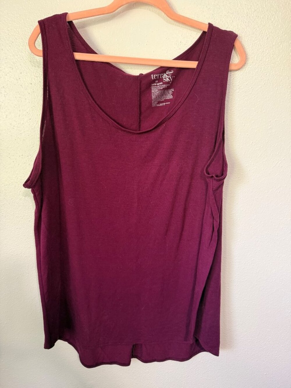 Terra & Sky Tank Top Knit Scoop Neck Purple Womans 2X
